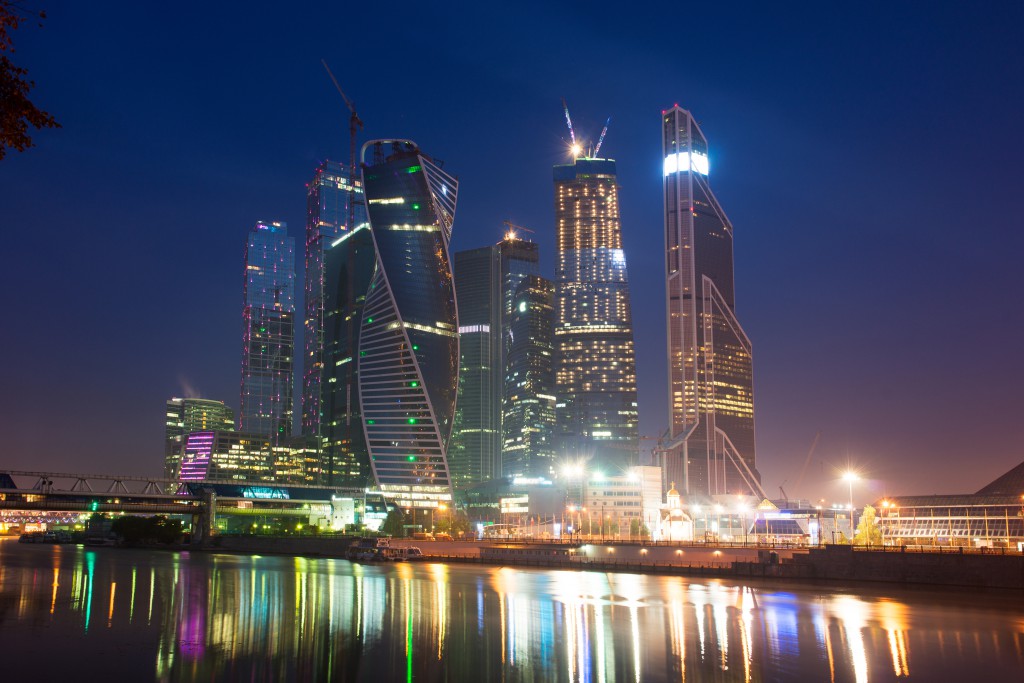 Moscow-city (Moscow International Business Center) at night, Rus